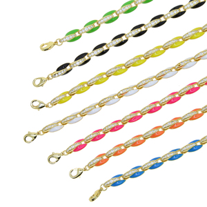 Cadena de eslabones con cuentas de café y hojaldre de cerdo, joyería colorida, collar esmaltado de neón, color dorado, para mujeres - Product Image 6