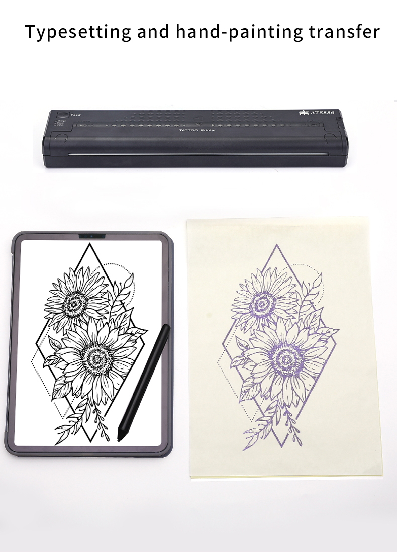 Tattoo タトゥープリンター　サーマルプリンター　美品　ワイヤレス ATS886ポータブルタトゥープリンターステンシルプリンター