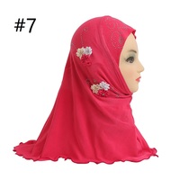Voiles instantanés brodés de fleurs pour enfants musulmans, couvre-cou, hijabs et châles pour filles de 2 à 6 ans avec strass