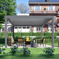 Pergola de jardin en alliage d'aluminium durable, noire, imperméable, avec protection solaire, toit rétractable automatique, pavillon pour terrasse