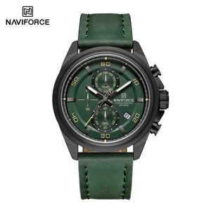 Montres-bracelets NAVIFORCE, bracelet en cuir véritable, boîtier en alliage, montres décontractées, montre habillée pour homme, étanche avec date et luminescence - Product Image 2