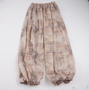 Pantalon décontracté d'été léger et respirant à taille élastique, coupe ample et décontractée, motif à carreaux, style streetwear pour femme - Product Image 2
