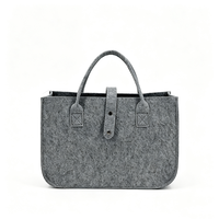 Sac fourre-tout en feutre pliable et durable avec poignées renforcées et bouton, sacs d'épicerie réutilisables personnalisés de taille moyenne