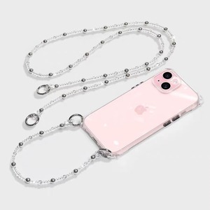 Elegantes Damen-Handyband mit Silberperlen Personalisiertes Modisches Schlüsselband mit Transparenter Perlenkette - Product Image 1