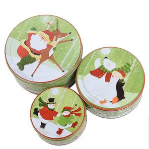 Wholesales Cookie Tins Metal Container Round Can With Lid