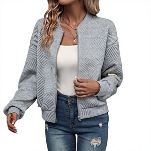 TKS Europa América Otoño Nuevo Abrigo Casual con Cuello de Botones y Cremallera Geométrica para Mujer. - Product Image 1