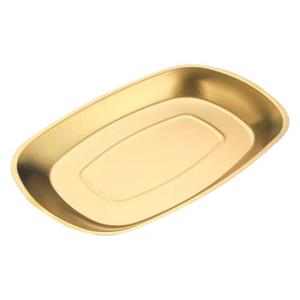 Stainless Steel Oval Rectangular Plates Flat Bottom Snack Dessert Dish Party Use Solid Color Shallow Dish - Product Image 3