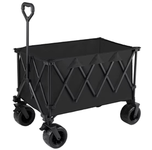 Chariot commercial pliable en acier au carbone avec pare-soleil, imperméable, à quatre roues, noir, grande capacité, portable pour les marchés et les stands de vente ambulante - Product Image 2