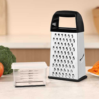 Râpe à fromage de cuisine portable à 4 côtés râpe à fromage en acier inoxydable avec boîte conteneur