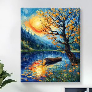 SONGWOOART Kit <span class=keywords><strong>de</strong></span> Pintura por Números sin Marco, Lienzo Acrílico para Principiantes, Decoración del Hogar, Diseño Lago <span class=keywords><strong>de</strong></span> <span class=keywords><strong>Van</strong></span> <span class=keywords><strong>Gogh</strong></span> - Product Image 2