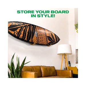 Support <span class=keywords><strong>mural</strong></span> en bois pour planches de <span class=keywords><strong>surf</strong></span>, avec crochets et rails écologiques pour l'affichage de longboards et shortboards - Product Image 2