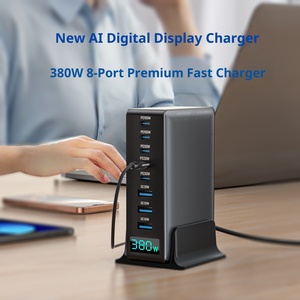 Cargador Rápido GaN de Escritorio de 380W, Estación de Carga USB C de 8 Puertos con Pantalla Digital AI, Enchufe EU, UK, US para MacBook Pro, Laptop, <span class=keywords><strong>iPhone</strong></span> - Product Image 5