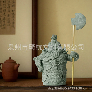 เฮงและฮา เทพผู้พิทักษ์ 2 ชิ้น เรซินสังเคราะห์ สไตล์ดั้งเดิม ของตกแต่งบ้าน สำหรับห้องนั่งเล่น โถงทางเข้า โต๊ะทำงาน - Product Image 4