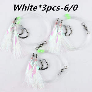 1/0 Naar 8/0 Zeevissen Glanzende Vis Huid Aas Sabiki Rigs 2 Stuks Haken Met Vat Draaibare Piin Geel Groen Rood Blauw - Product Image 3