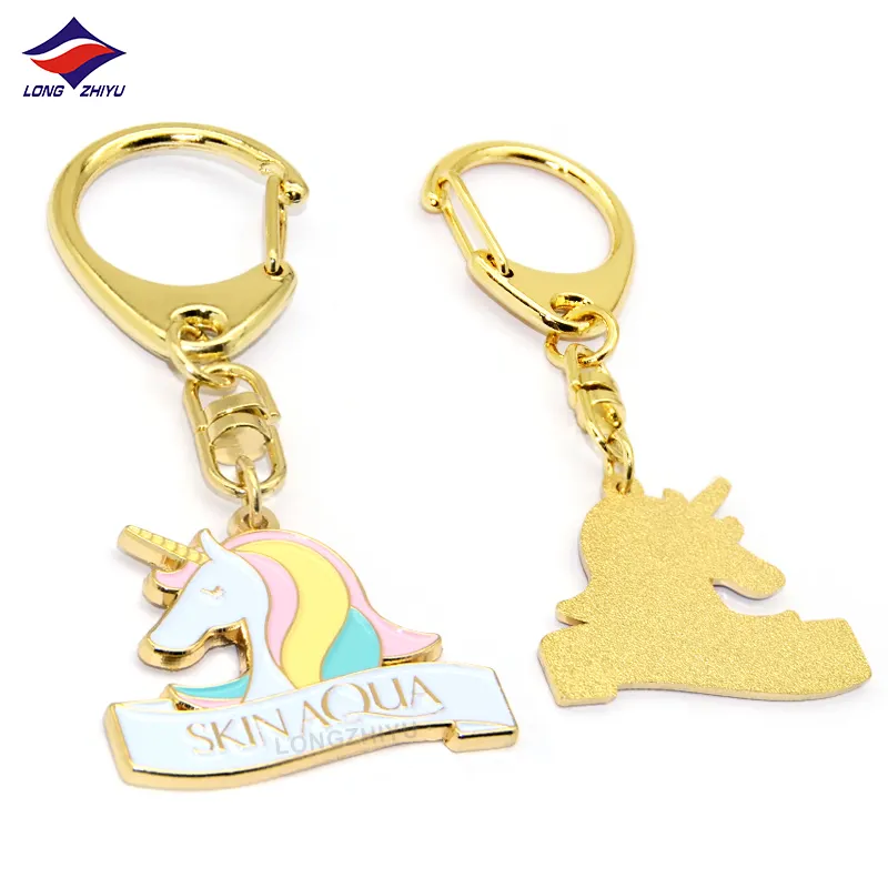 Longzhiyu 14 Jahre Hersteller Karabiner Schlüssel bund mit benutzer definierten Logo Regenbogen Pferd Schlüssel ring Einhorn Metall Schlüssel anhänger Großhandel