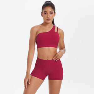 RUIQUWIN, ropa deportiva personalizada, sujetador de Yoga de un hombro, conjunto de entrenamiento de Yoga sólido Reversible de 4 piezas, estiramiento transpirable en cuatro direcciones - Product Image 2