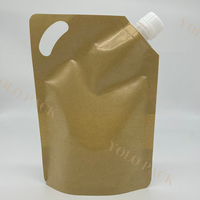 Emballage de liquide de liquide accepté par impression personnalisée rechargeable 1L 1.5L 2L 3L avec poignée et fenêtre sac de pochette à bec en papier kraft