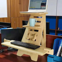 Bureau d'ordinateur surélevé réglable en hauteur, support d'écran en contreplaqué, poste de travail pour ordinateur portable, convertisseur stable, bureau OEM