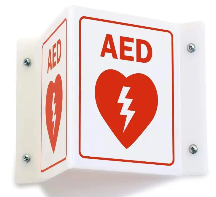 맞춤형 아크릴 AED 비상 사인, 공장 가격이 좋은 자동 외부 제세동기 경고 안전 표시