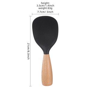 Cuchara de silicona para arroz con mango de madera, utensilio de cocina multiusos antiadherente para cocinar y servir - Product Image 5