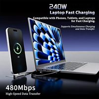 Cable de Datos USB C a USB C, 1.5m 240w, Cable de Carga Superrápida Tipo C con Soporte Invisible de Aluminio para Teléfono