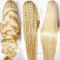 Perruques Frontales en Dentelle HD 13x6 Blond 613 de 30 40 Pouces, Cheveux Humains Vierges Bruts, Perruque sans Colle en Dentelle HD pour Femmes Noires
