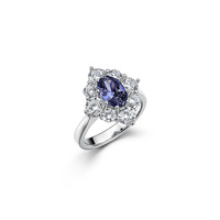 Bague de fiançailles et de mariage en saphir cultivé en laboratoire et zircone cubique, argent sterling S925 pour femmes
