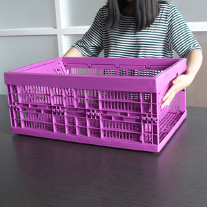 wholesale Supermarket transfer basket folding mesh Breathable sturdy Stackable heavy duty plastic crates