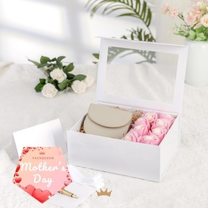 Window gift <b>box</b>, containing ribbons, cards, and a Mother's Day gift <b>box</b> with magnetic lid (bright <b>white</b>) that can be customized - Product Image 2