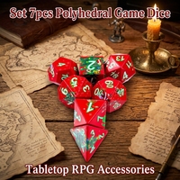 Set Dadu DND Resin Cetak Santa Natal Kustom Pabrik, 7 Buah Dadu Polihedral Tepi Tajam, Aksesoris RPG Meja Permainan