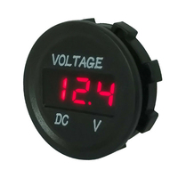 DC12V 24V LED Tahan Air Bulat Mini Digital Pengukur Tegangan Panel untuk Mobil Kapal Motor Voltmeter Tester