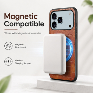 Denior Premium Faux Leather Magnetic Wireless Charging Phone Case Luxury Styling, Compatible with <strong>Apple</strong> 17/16/15/14/13/12 Series - Product Image 3