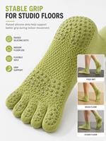 Chaussettes de Pilates personnalisées à cinq doigts avec semelle antidérapante en silicone pour les séances de yoga et de barre d'automne