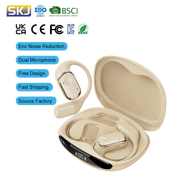 2026 New Ows Gaming Earbuds Digital Display Open Ear Wireless Headphones 450mAh ENC Noise Cancellation Sports Earbuds