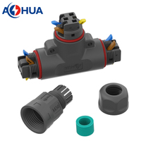 Connecteur rapide étanche IP68 de type T à 3 voies, 3 broches, à montage rapide, PA66 AOHUA, 1,5/2,5 mm, pour extérieur, répartiteur de courant