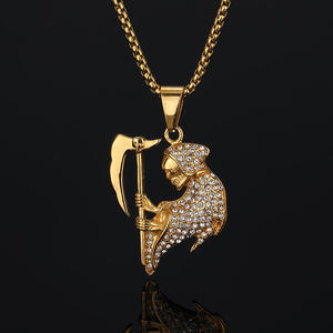Collar con Colgante de Acero Inoxidable PVD Impermeable y Antideslustre con Diseñ<span class=keywords><strong>o</strong></span> de Esqueleto Hip Hop Death Summon 2026 para Hombre al por Mayor - Product Image 2
