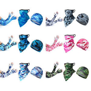 Cycling Arm Sleeves With Face Mask Half Finger Gloves Quick Dry Breathable Ice Silk Unisex Outdoor Protection - Product Image 2