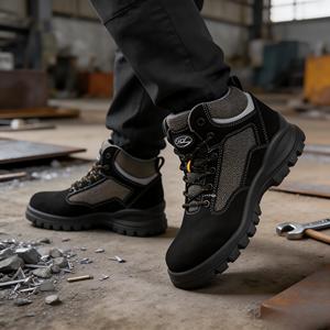 Bottes de sécurité montantes en acier pour hommes, imperméables, en cuir, antidérapantes, anti-perforation, pour le travail industriel et la construction - Product Image 3
