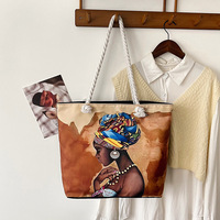 Bolsa de Lona Retro Práctica y Versátil para Exteriores, Modelo 2025, con Estampado de Dibujos Animados, Cierre de Cremallera, Bolsa de Playa de Gran Capacidad, Modelo Chino 1058