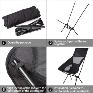<span class=keywords><strong>Chaise</strong></span> <span class=keywords><strong>pliante</strong></span> compacte à dossier haut en aluminium portable avec coussin amovible pour le <span class=keywords><strong>camping</strong></span>, la randonnée, la pêche en plein air - Product Image 3