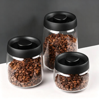 Stoples Kaca Kedap Udara dengan Tutup Hitam, Wadah Penyimpanan Kaca untuk Dapur, untuk Biji Kopi, Teh, Kacang-kacangan, Buah Kering, Sereal, Rempah-rempah