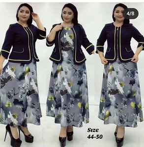 Nouvelle Robe Femme 2023 Design Turc Élégant, Ensemble 2 Pièces : <span class=keywords><strong>Manteau</strong></span> <span class=keywords><strong>et</strong></span> Robe Plissée Imprimée pour le Bureau - Product Image 4