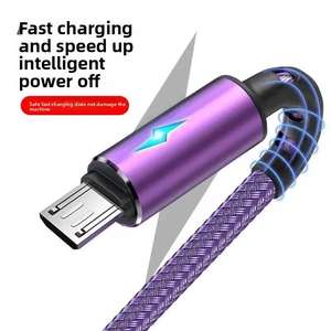 Nuevo 100W carga rápida de Flash Luz de respiración 5A teléfono móvil luminoso USB carga rápida Android Nylon trenzado V8 <span class=keywords><strong>Cable</strong></span> de carga - Product Image 4