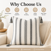 Housse de coussin carrée épaisse tissée avec pompons, logo personnalisé, faible MOQ