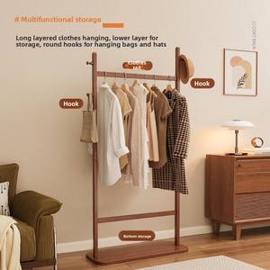 Porte-vêtements en bambou sur pied au design moderne pour chambre <span class=keywords><strong>à</strong></span> coucher, intérieur, 162 cm de haut, multifonctionnel - Product Image 4