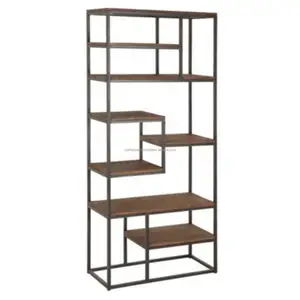 Moderne Stijl Boekenkast Hout Boek Planken Vintage Hout En Metalen Boekenplank Eenvoudige Staal Roestvrij Frame