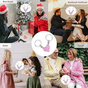 2 décorations en forme de cœur assorties, porte-clés en forme de cœur rouge, petit porte-clés en forme de cœur en briques pour couples, amoureux, parents - Product Image 5