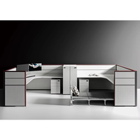 Ensemble complet de mobilier de bureau modulaire avec cloisons pour 4 postes de travail, cloisons flexibles pour postes de travail standard