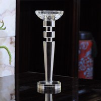 Ensembles MH-TZ0584 de trois grands bougeoirs en tube de cristal pour décoration de table de mariage
