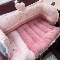 Coussin de siège en peluche motif dessin animé, ensemble d'appuie-tête en U épaissi, coussin de dossier chaud pour l'hiver, adaptable pour chaise de bureau et siège de tricycle